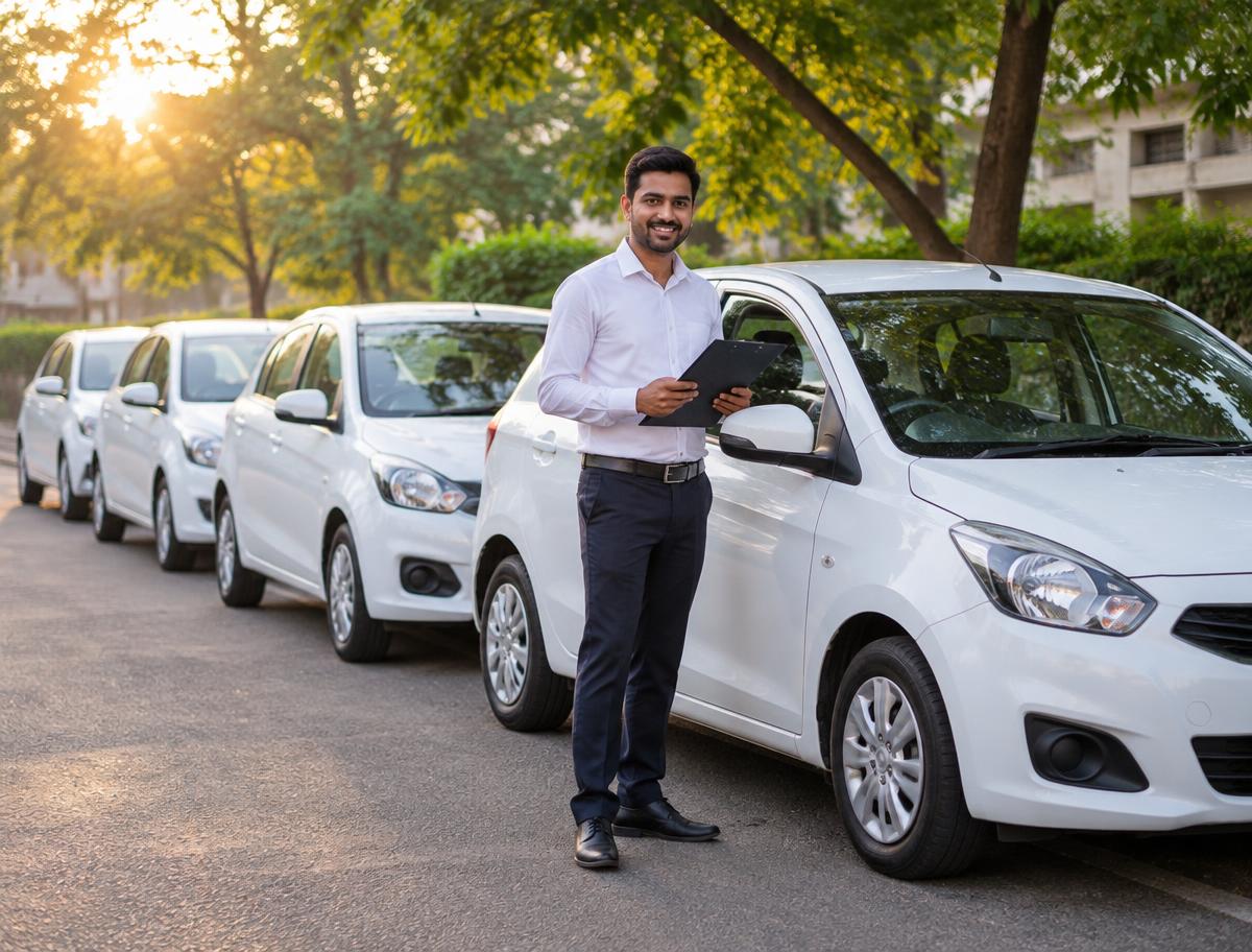 Training cars of Rajkumar Motor Driving School parked in Pune